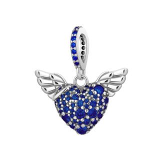 Silver Blue Angel Heart Heavenly Charm