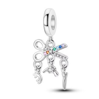 Silver Barber Kit Scissor Clip Charm