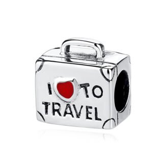 Silver Luggage I Love To Travel Charm