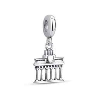 Ancient Greek Temple Silver Heart Charm