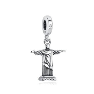 Silver God Christ Statue Open Arm Charm