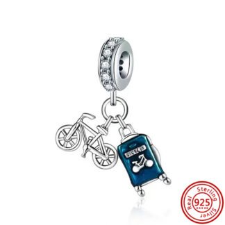 Bicycle and Teal Luggage Charm