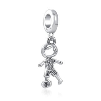 Silver Soccer Boy Outline Charm