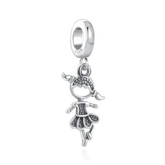 Silver Ballerina Girl Outline Charm