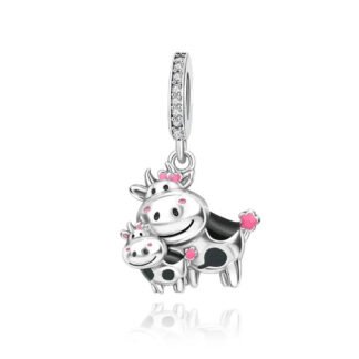 Two Happy Cows Pink Tail Charm