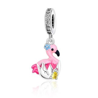 Cute Pink Baby Flamingo Hatch Broken Egg Charm