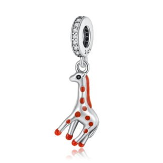 Silver Giraffe Red Dots Charm