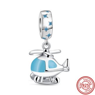Silver and Blue Helicopter Charm