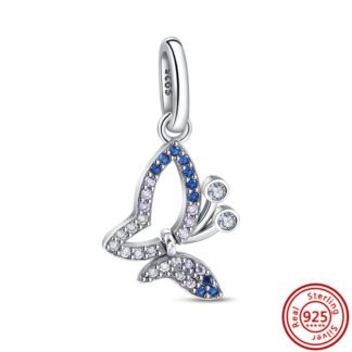 White and Blue Gems Asymmetrical Butterfly Charm