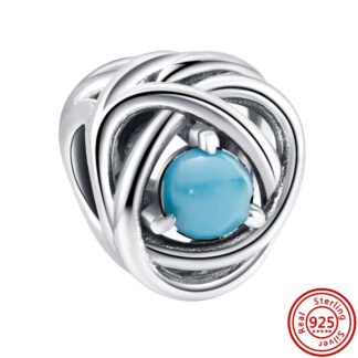 Silver Nesting Structure Blue Stone Charm