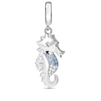 Silver Seahorse Blue Gems Charm