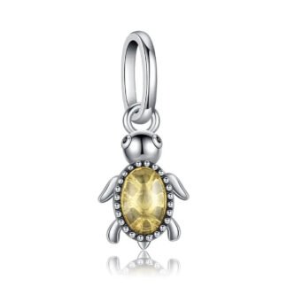 Silver Turtle Yellow Gem Shell Charm