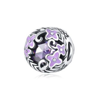 Purple Quirky Flowers Charm