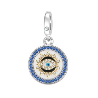 Magic Eye Blue Gems Ring Medal Charm