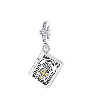 Silver Elegant Miniature Holy Bible Faith Charm
