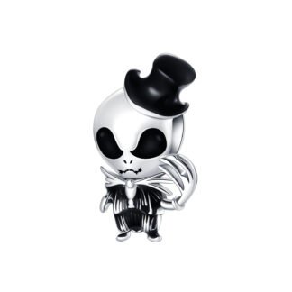 Silver Black Chibi Mini Skellington Charm
