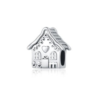 Silver Simple Gingerbread House Charm