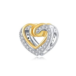 Elegant Hollow Sparkly Silver Gold Heart Charm