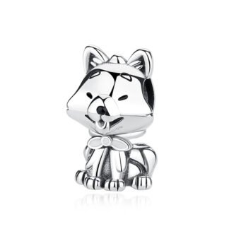 Silver Excited Puppy Dog Charm