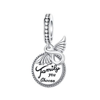 Silver Mantra Family Forever Eternity Charm