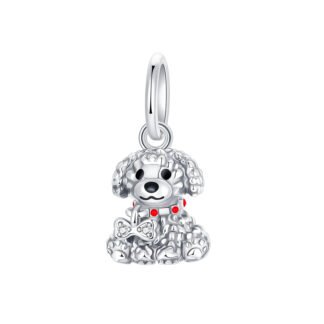 Silver Cool Marbly Bubbly Puppy Dog Charm