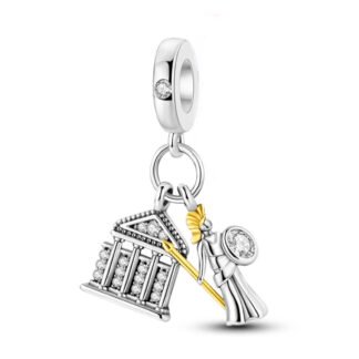 Silver Gold Greek God Defending Temple Charm