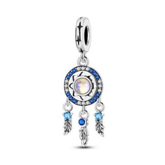 Silver Sun Blue Dreamcatcher Charm