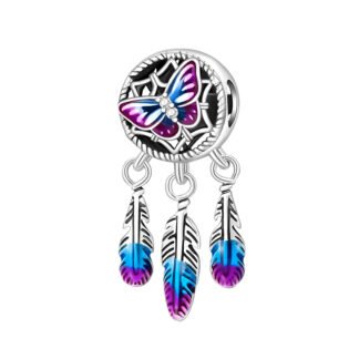 Silver Violet Blue Hues Butterfly Dreamcatcher Charm