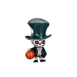 Creepy Skull Gentlemen Black Top Hat Pumpkin Halloween Charm
