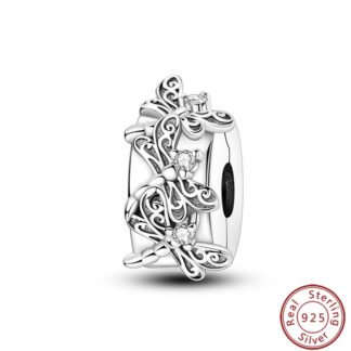 Silver Ornate Dragonflies Cluster Charm