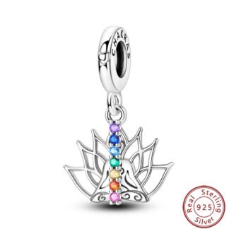Silver Lotus Zen Rainbow Mediation Charm