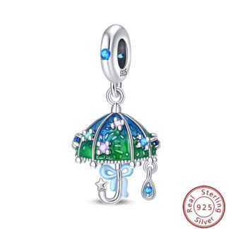 Blue Green Ornate Umbrella Charm