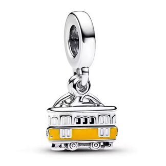 Silver Yellow Tram Vehicle Charm