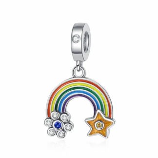 Silver Blue Gem Flower Orange Star Ending Rainbow Charm
