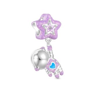 Glow in the Dark Astronaut Flying Purple Star Charm
