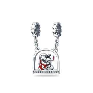 Silver Lilo and Stich Swing Chain Charm