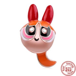 Silver Gold Rose Blossom Head Powerpuff Girl Charm