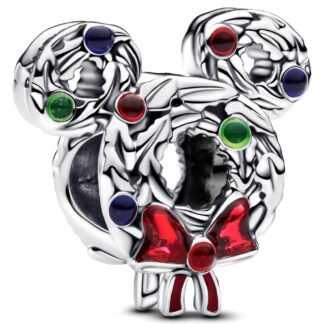 Silver Mouse Head Lei Festive Red Bow Disney Charm