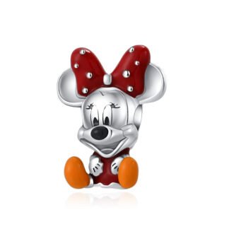 Silver Big Head Minnie Mouse Sitting Disney Charm