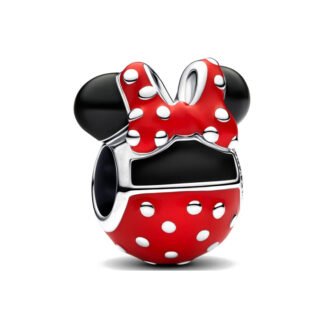 Silver Red Black Minnie Mouse Symbol Head Charm