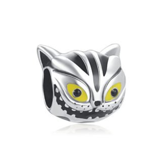 Silver Cheshire Cat Head Charm