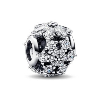 Silver Black Frosty Snowflake Charm