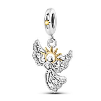 Silver Ornate Holy Angelic Deity Golden Halo Charm