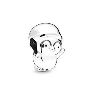 Silver Waving Baby Penguin Charm