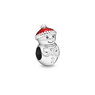 Silver Snowman Red Hat Winter Charm