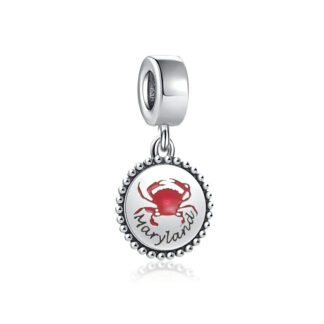 Silver Red Crab Maryland Medal Charm