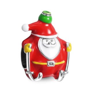 Skiing Red Santa Christmas Charm