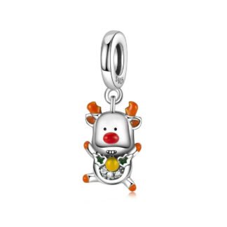 Silver Spreading Baby Reindeer Charm