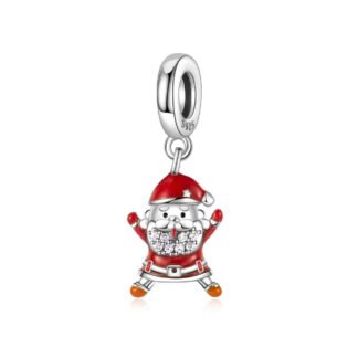 Silver Spreading Red Santa Christmas Charm