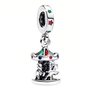 Silver Green Red Blue Carousel Charm